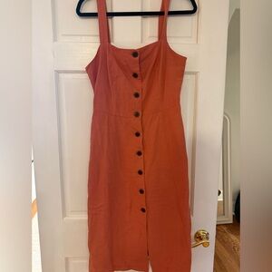 GAP Orange Midi Dress with Button Detail